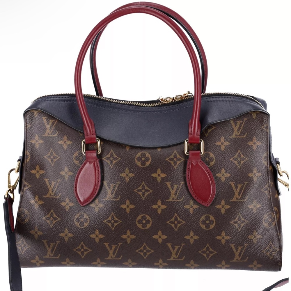 Louis Vuitton Tuileries Monogram Canvas Satchel Shoulder Bag Brown Blue - Picture 4 of 12